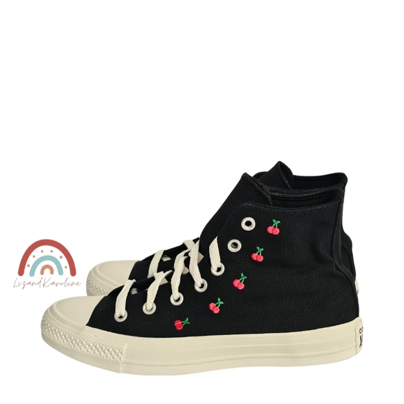New! Converse Chuck Taylor All Star High Top Sneakers with Cherry Embroidery - Picture 7 of 16